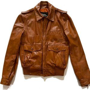 Vintage Bomber/A2-Style Brown Wilson Leather Jacket, Size 36